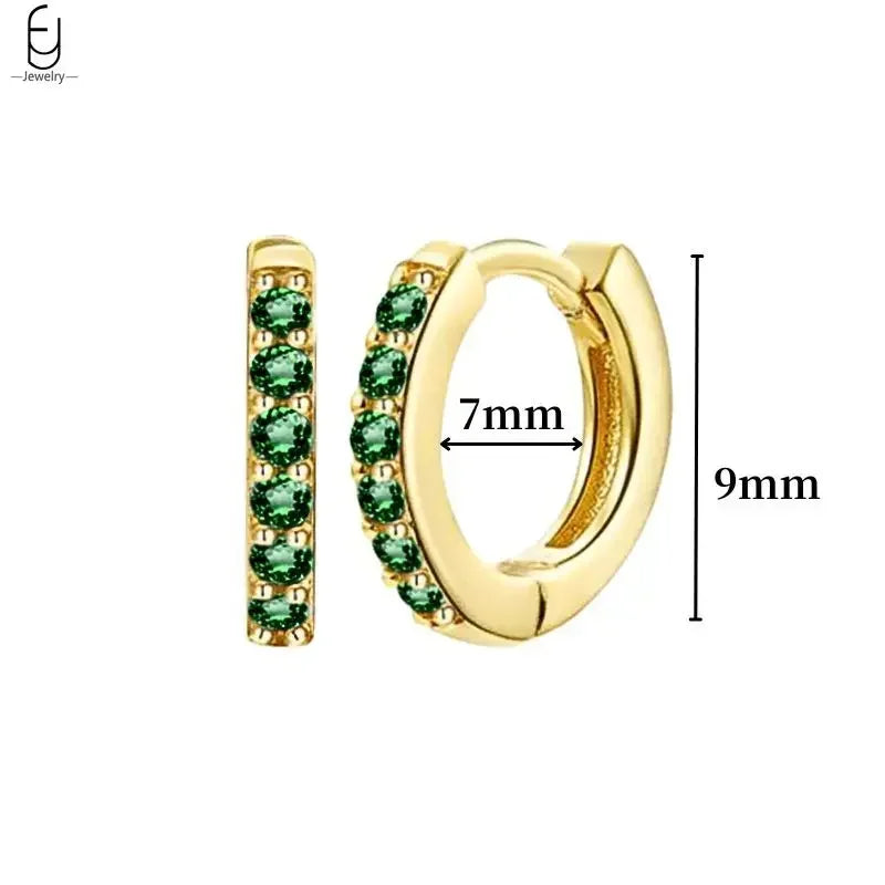 925 Sterling Silver Needle Green Zircon Gold Earrings Heart Hoop Earrings for Women Delicate Stud Earrings Luxury Jewelry Gifts