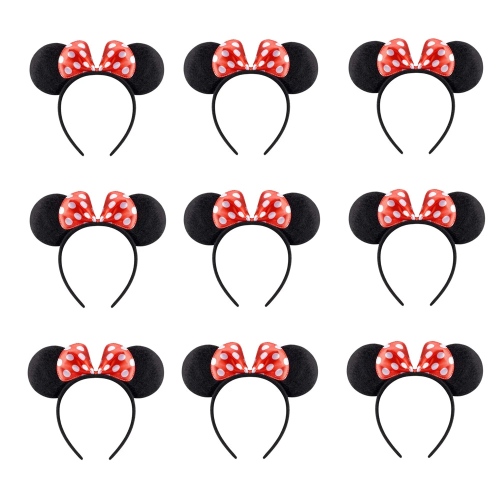 12PCS WholesaleWomen Girl Mouse Ears Headbands Hair Hoop Party Cosplay Bows Hairband Headwear Fashion Hair Accessories