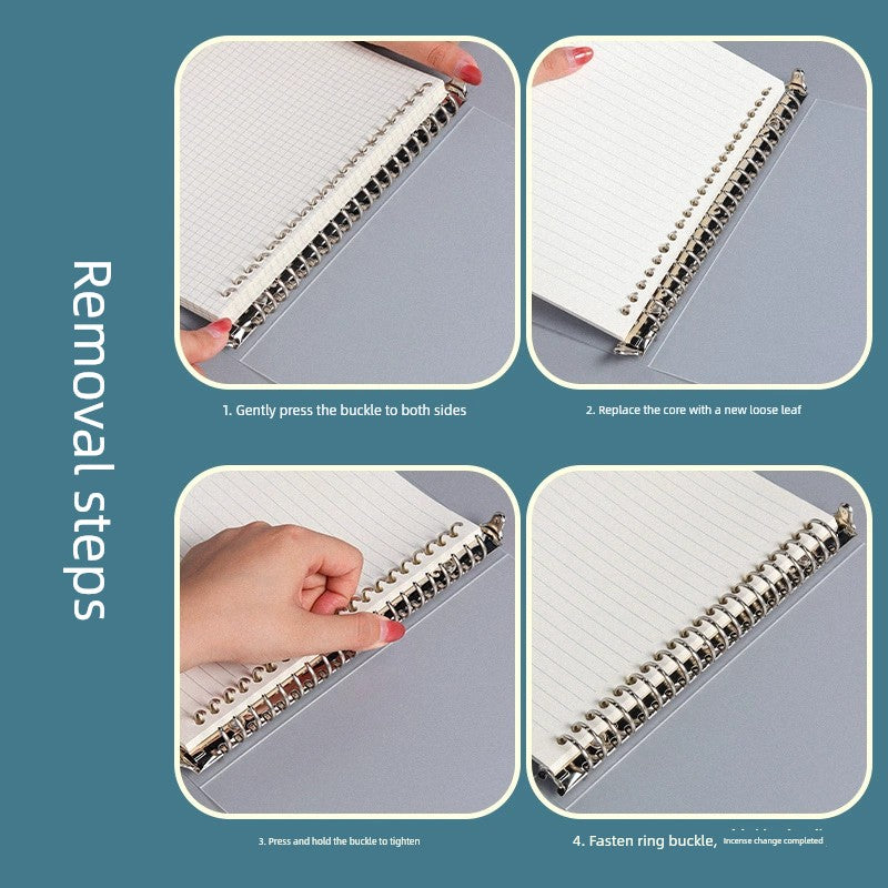 Loose Spiral Notebook B5 Notebook Minimalist Detachable Retaining Ring Loose-Leaf Notebook A5 Connell Horizontal Line Grid Refill