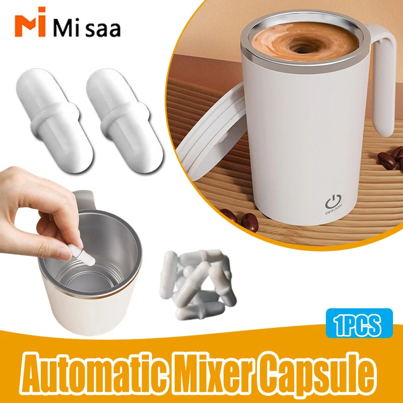 1/2/3pcs Automatic Self Stirring Non-Corroding Smart Mixer Thermal Magnetic Mug Capsule Cylindrical Stirring Rod Cup Accessories