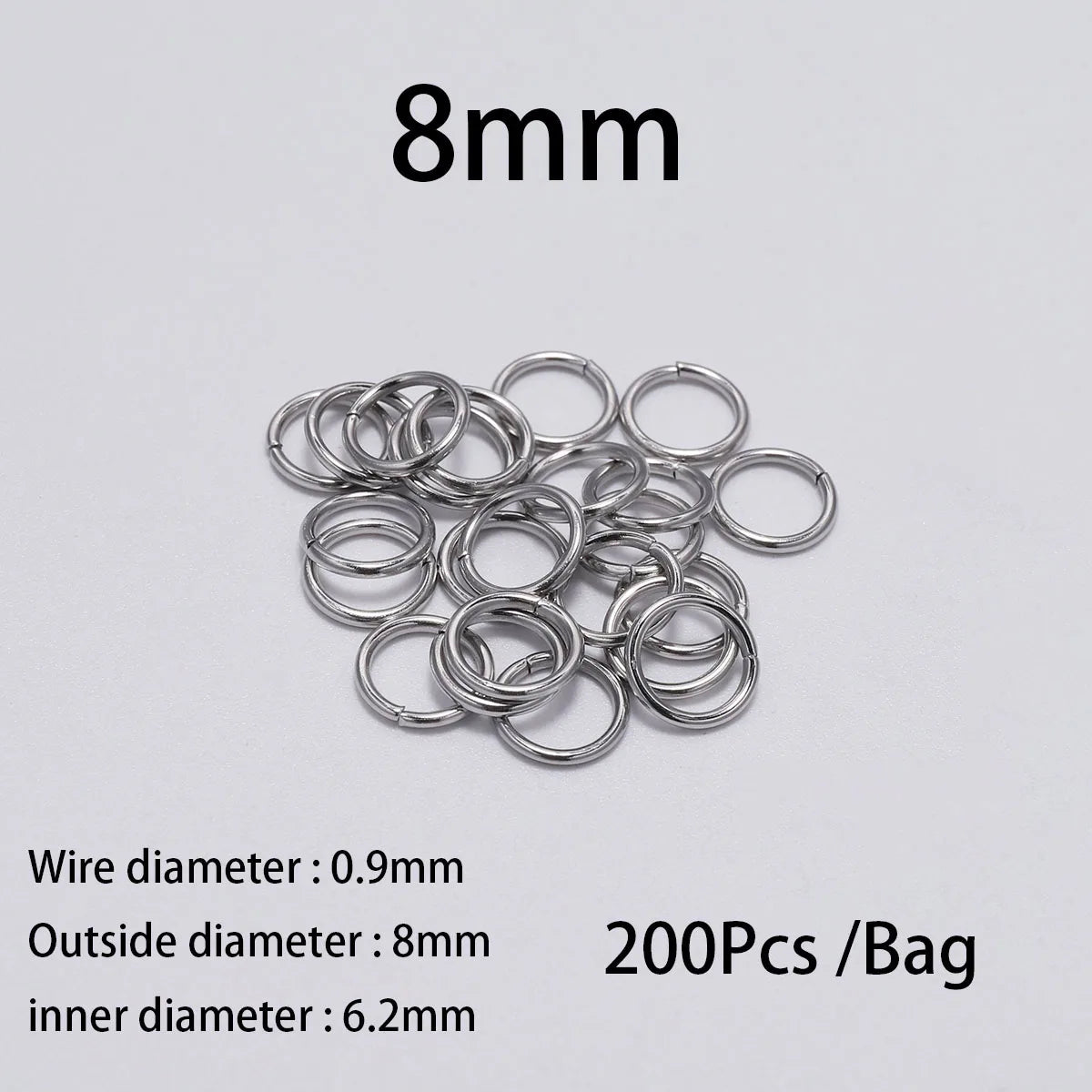 30-200Pcs 3-25mm Stainless Steel Split Ring Open Single Loops Jump Rings Connectors for DIY Jewelry Making Findings Accessories