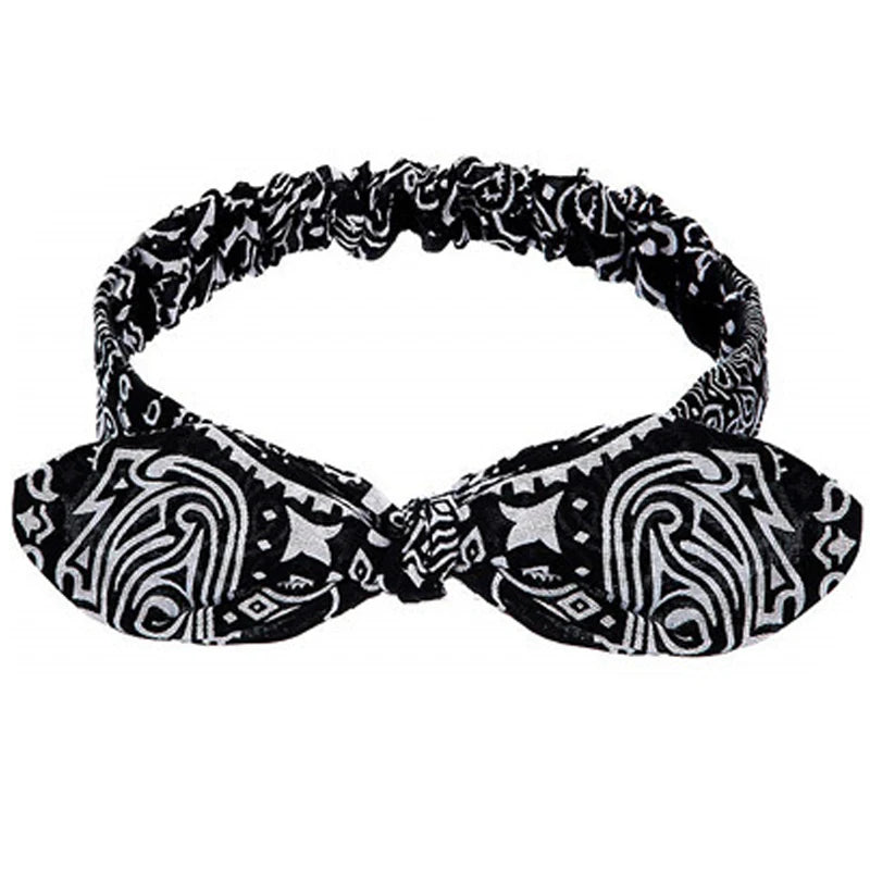 New Boho Women Soft Solid Print Headbands Vintage Cross Knot Elastic Hairbands Turban Bandanas Girls Hair Bands Hair Accessories