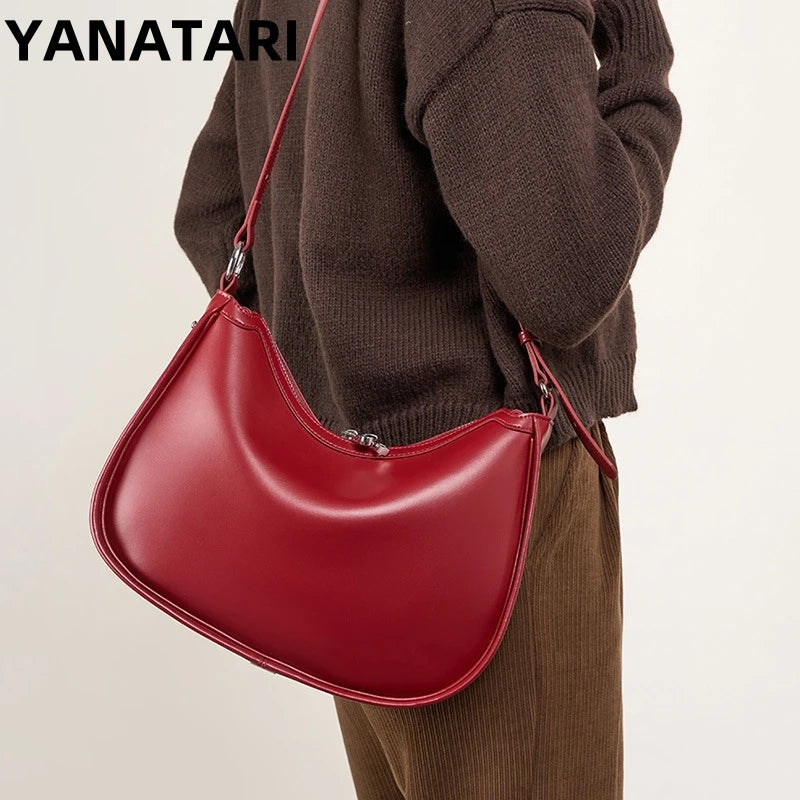 YANATARI Genuine leather handbags women vintage shoulder bag female luxury bags womens high quality 2024 Crossbody Bags female