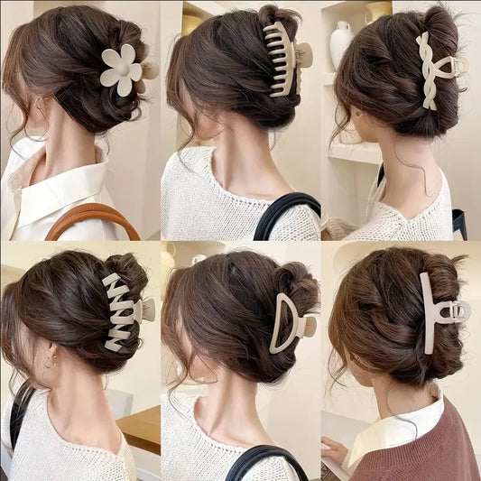 6Pcs Women Fashion Claw Clip Set Headwear Large Hair Claw Multiple Styles Korean For Girls Shark Clips Barrette Hair Accessories