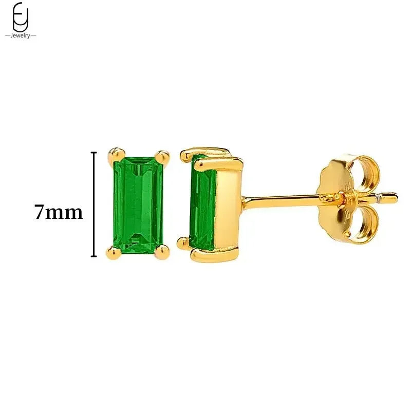 925 Sterling Silver Needle Green Zircon Gold Earrings Heart Hoop Earrings for Women Delicate Stud Earrings Luxury Jewelry Gifts