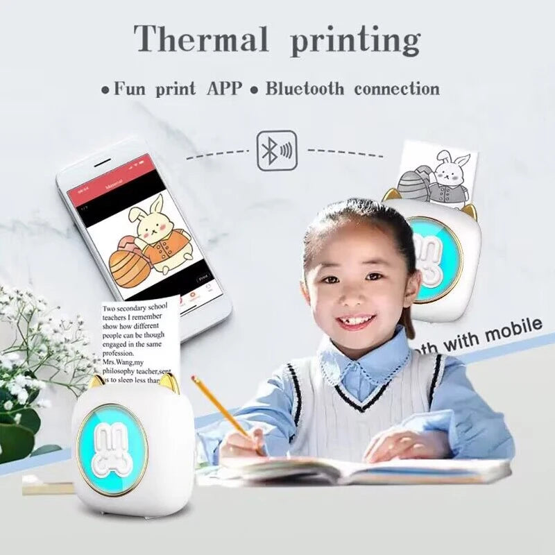 ZWN Portable Bluetooth Mini Printer Mobile Phone Photo Title Note Print Pocket Student Error Label Printer for Children's Gifts