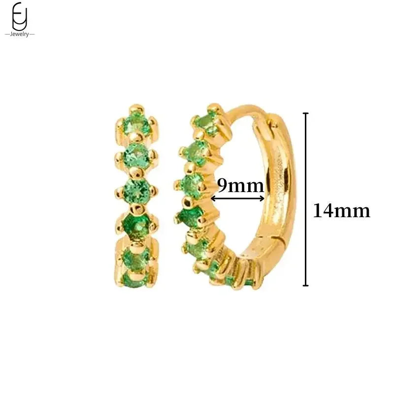 925 Sterling Silver Needle Green Zircon Gold Earrings Heart Hoop Earrings for Women Delicate Stud Earrings Luxury Jewelry Gifts