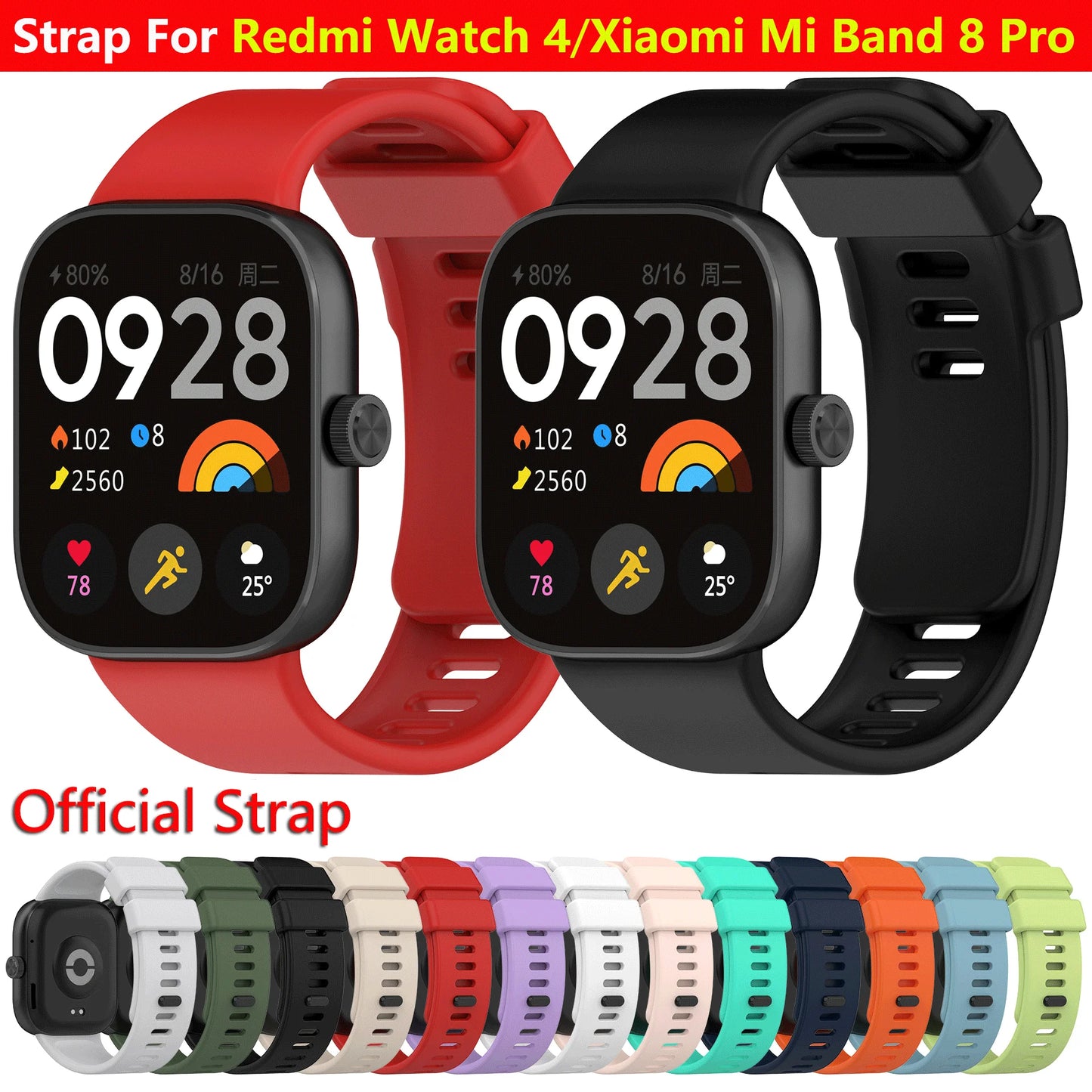 Original Silicone Strap For Redmi watch 4 SmartWatch WatchBand For Xiaomi Mi Band 8Pro Sport Bracelet Band WristBand Accessories