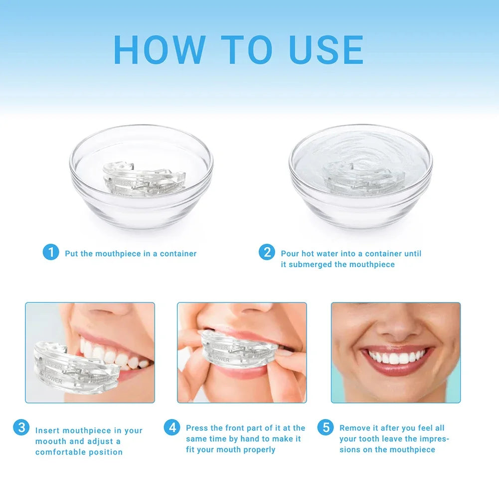 Reusable Anti Snore Mouth Guard with Storage Box Teeth Grinding Splint Anti Snoring Mouthpiece Improve Sleep Quality