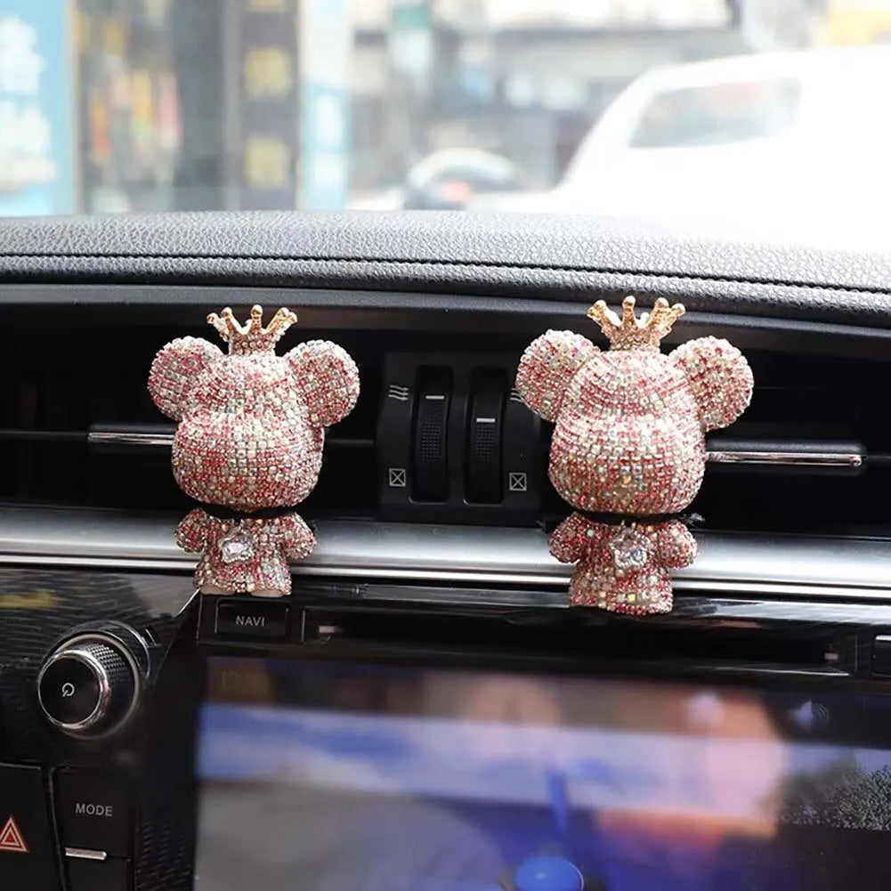 Creative Crown Diamond Cute Bear Car Fragrance Perfume Clip Air Outlet Aroma Air Fresher Decoration Accessories Aromatherapy