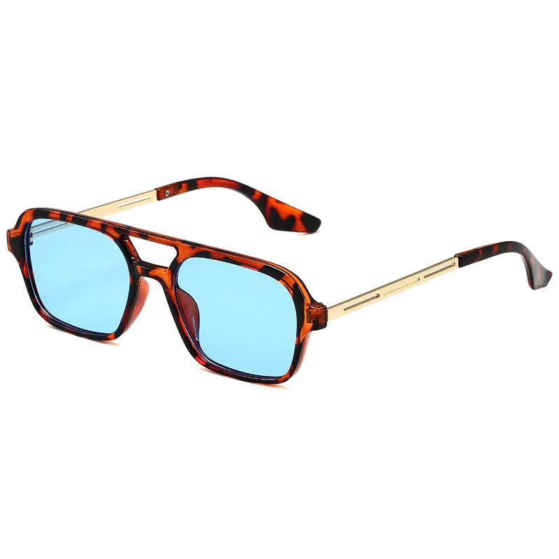 Small Frame Square Sunglasses Female Vintage Hollow Leopard Blue Oculos De Sol Woman Brand Designer Fashion Luxury Sun Glasses