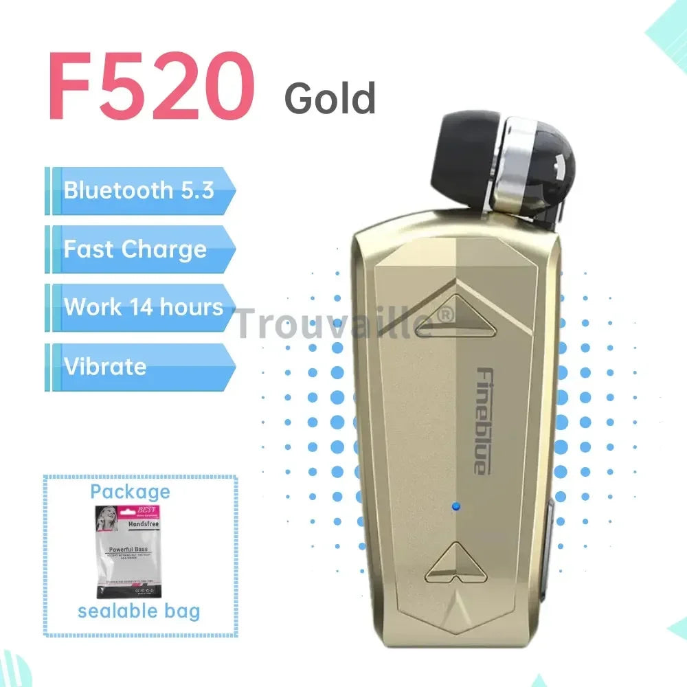 Fineblue F920 Wireless Bluetooth Headset Heaphones in Lotus Earphone with Clip Handsfree Retractable Earphones F520 F580 K55 K65