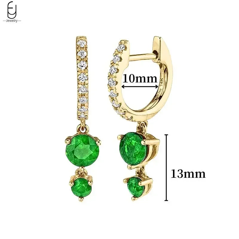 925 Sterling Silver Needle Green Zircon Gold Earrings Heart Hoop Earrings for Women Delicate Stud Earrings Luxury Jewelry Gifts