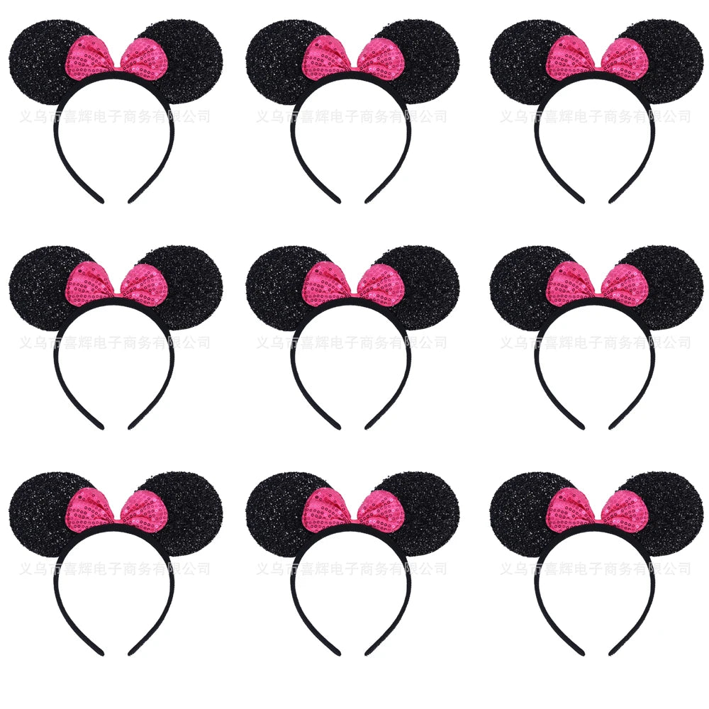 12PCS WholesaleWomen Girl Mouse Ears Headbands Hair Hoop Party Cosplay Bows Hairband Headwear Fashion Hair Accessories