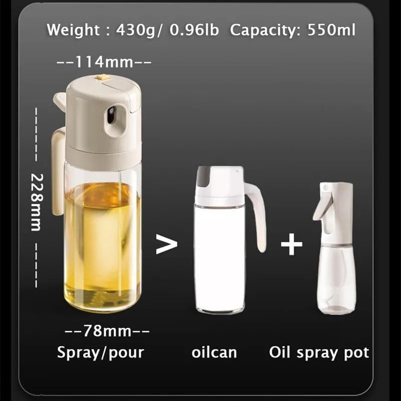 550ml Oil Spray Bottle Kitchen BBQ Cooking Olive Oil Dispenser Camping Baking Empty Vinegar Soy Sauce Sprayer Containers