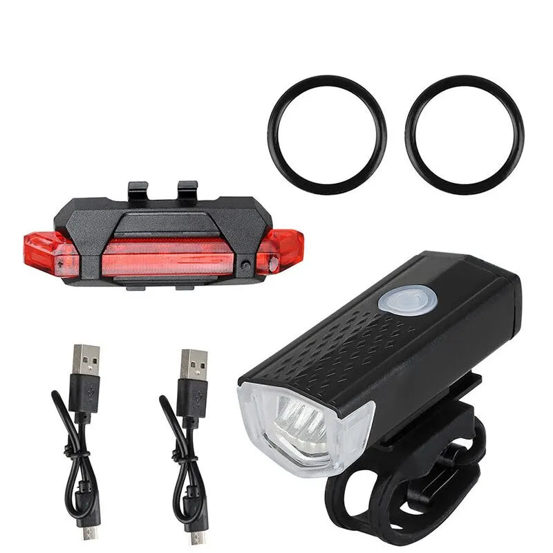 USB Rechargeable Bike Light Set Front Light with Taillight Easy to Install 3 Modes Bicycle Accessories for the Bicycle