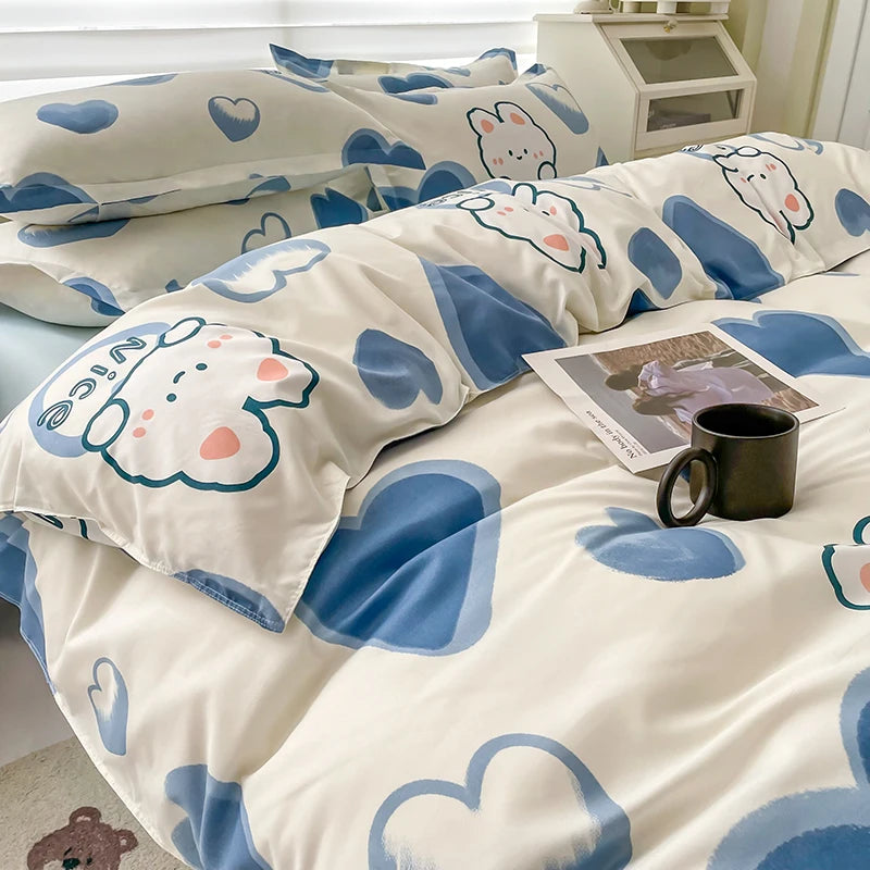 3pcs Bedding Printing Skin-friendly Cotton Quilt Cover Student Dormitory Home Single And Double Bed Quilt Cover Pillowcase