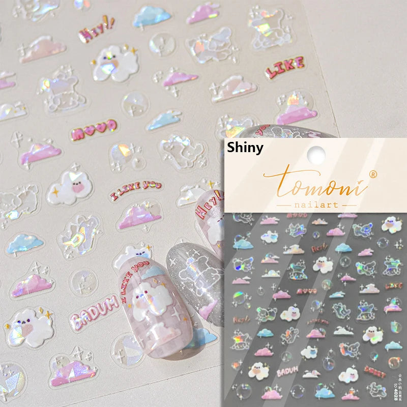 Summer Beach Ocean Shell Starfish Clams Conch Stars Sea Bubble Seasnail Soft Relief Decoration Nail Art Stickers Manicure Decals