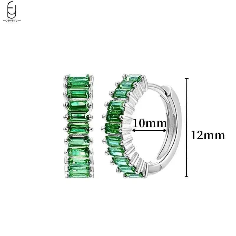 925 Sterling Silver Needle Green Zircon Gold Earrings Heart Hoop Earrings for Women Delicate Stud Earrings Luxury Jewelry Gifts