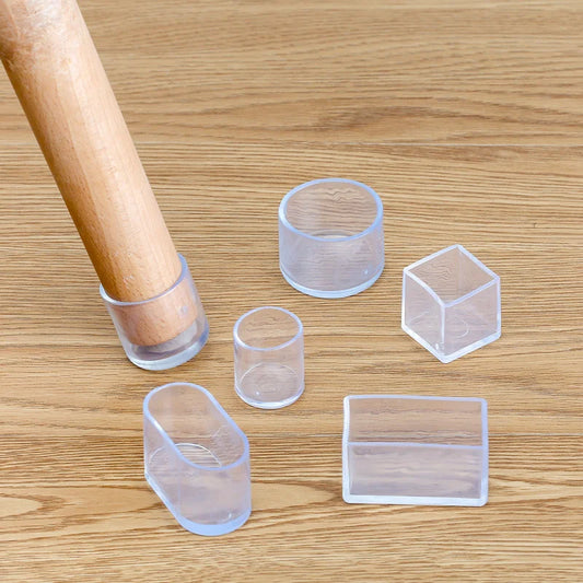 4pcs Silicone Chair Leg  Socks Transparent Square Table Floor Feet Cover Protector Pads Furniture Pipe Hole Plugs Home Decor