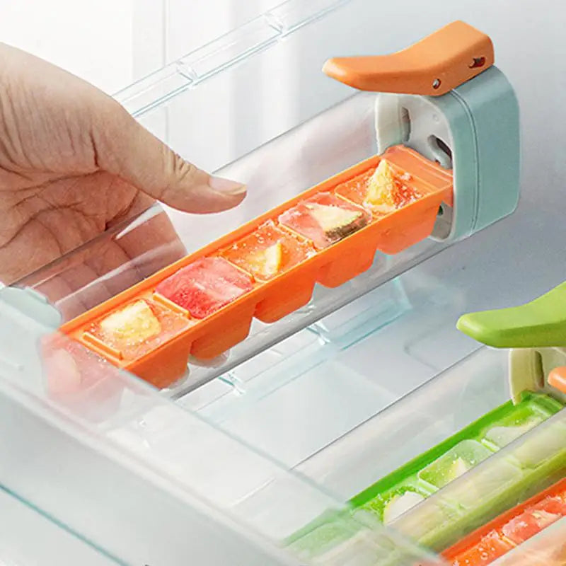 6 Compartment Press Type Ice Cube Molds Ice Trays for Freezer Square Ice Cube Mold with Bins Ice Trays with Lids Ice Maker