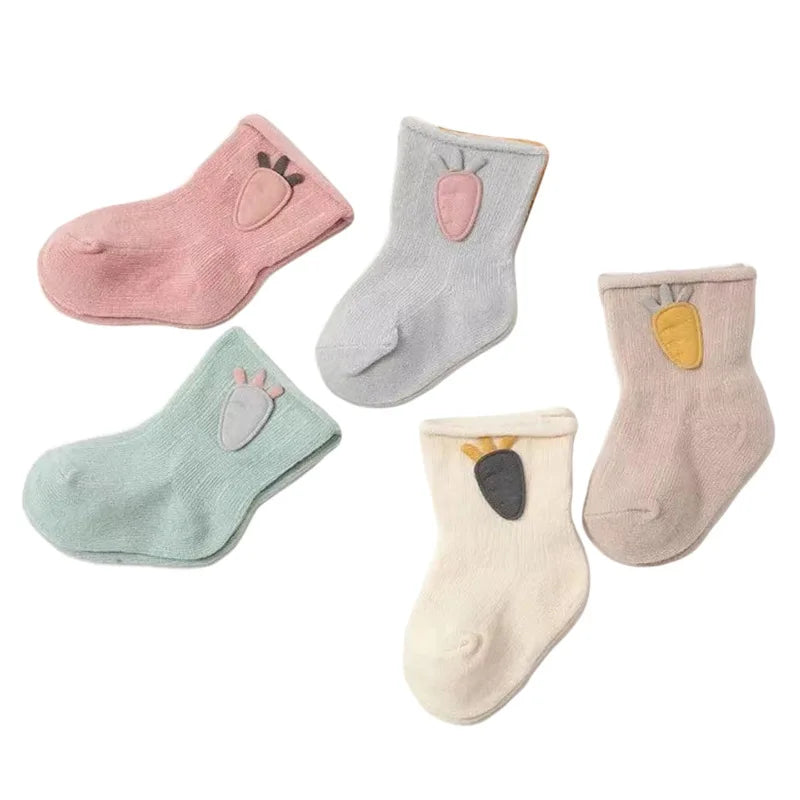 Baby Socks Autumn and Winter Combed Cotton Cartoon Accessories Baby Socks Cute Radish Head Cloth Label Loose Mouth Baby Socks