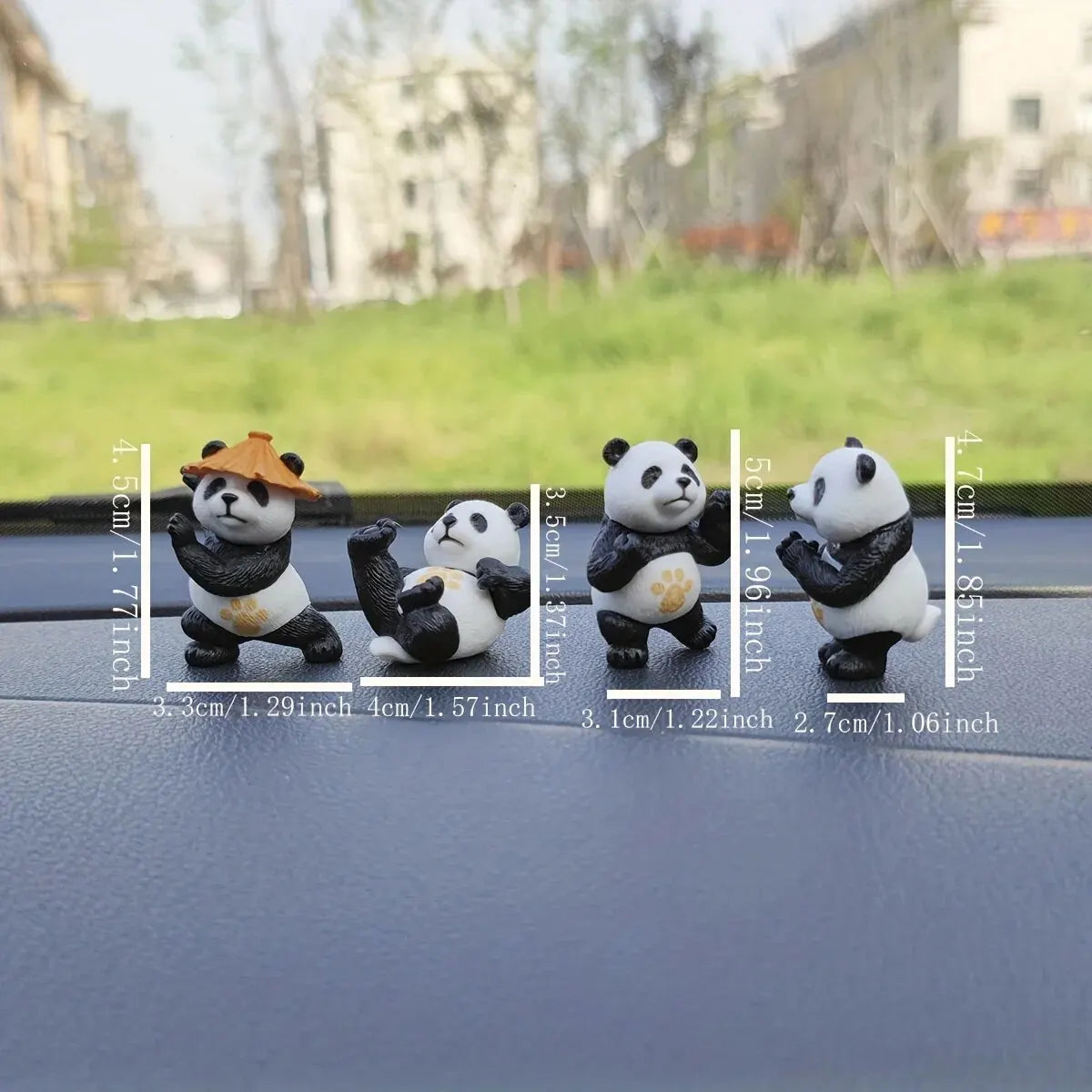 4pcs/set Panda Design Car Ornaments Car Center Console Ornaments Office Desk Ornaments Small Car Interior Decoration