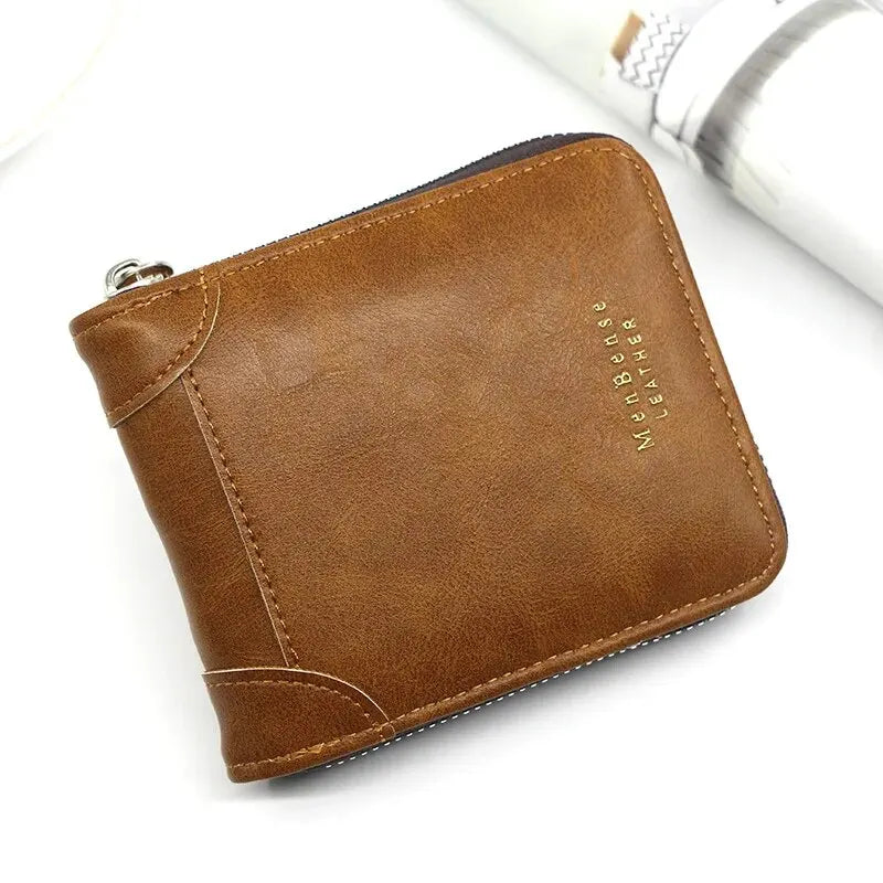 Four Seasons Unisex Retro Zipper Wallet Short Casual Classic Simple Fashion Large Capacity Card Bag Coin Storage