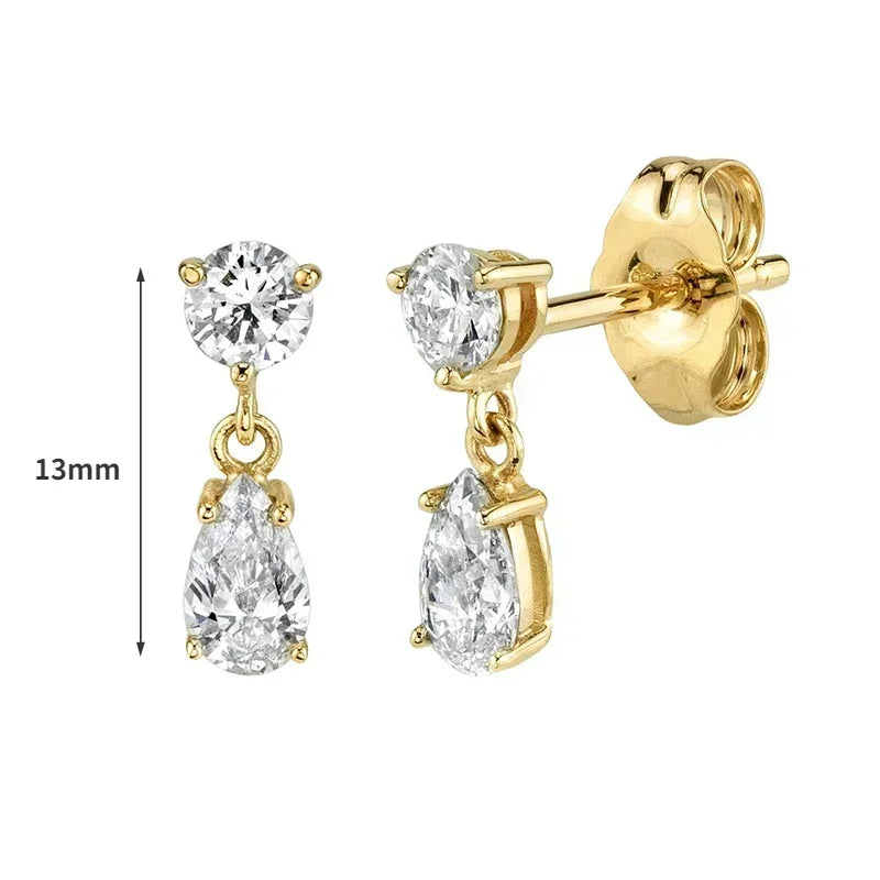 Women's 925 Sterling Silver Ear Needle Crystal Zircon Water Droplets Stud Hoop Gold Huggie Earrings Premium Luxury Party Jewelry