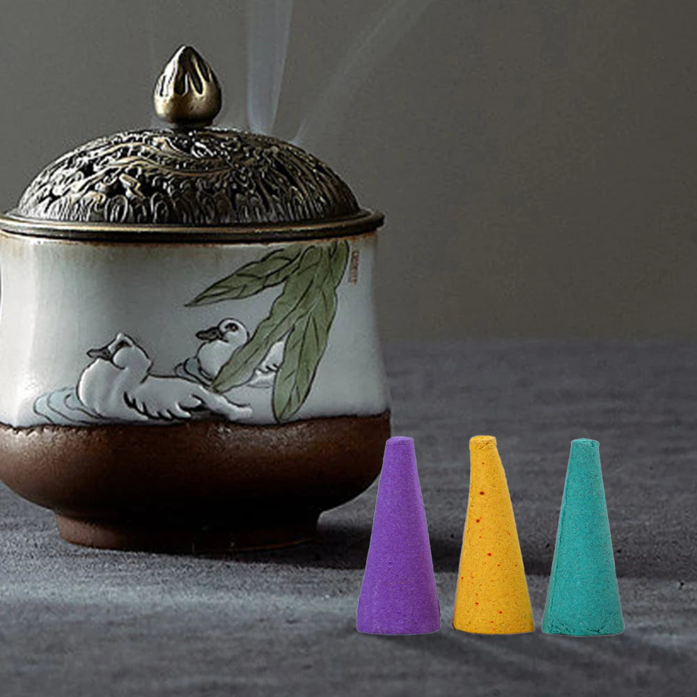 600-60PCS Mixed Waterfall Smoke Backflow Incense Cone Incense Cone Lavender Multi-scented For Places Tea Room Yoga Room Bedroom