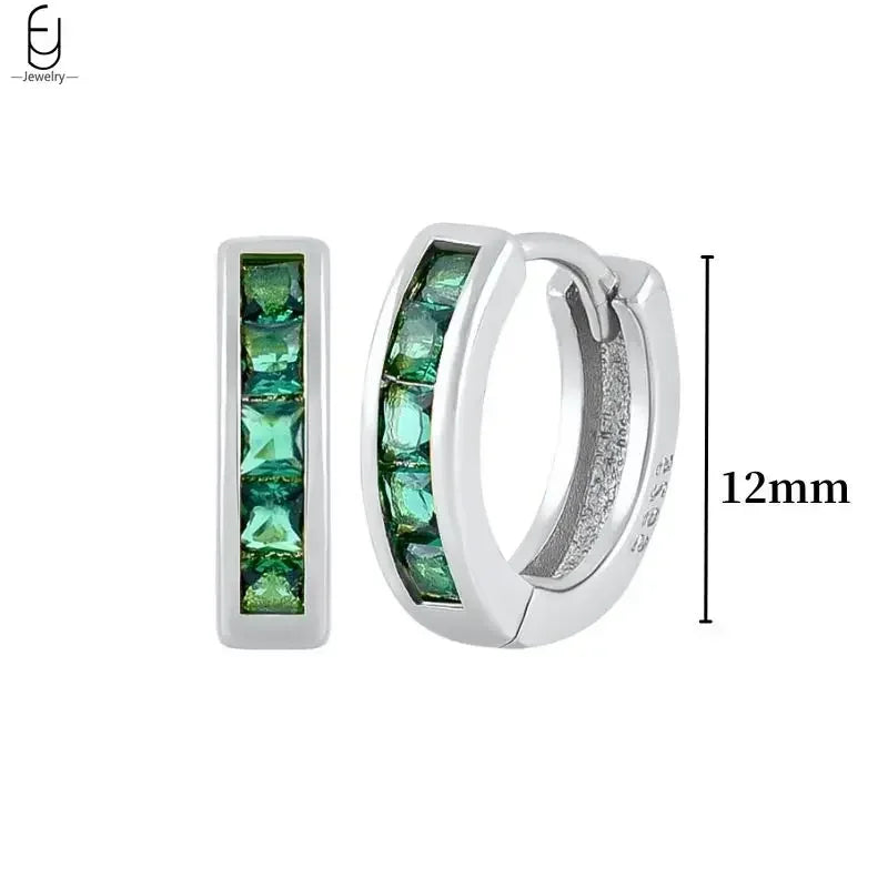 925 Sterling Silver Needle Green Zircon Gold Earrings Heart Hoop Earrings for Women Delicate Stud Earrings Luxury Jewelry Gifts