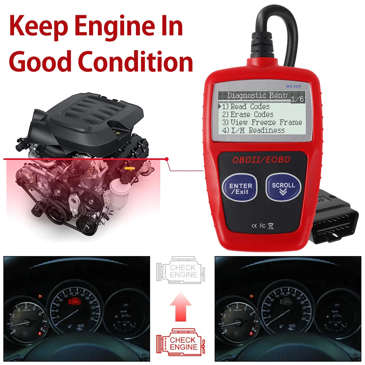 Multifunctional Car Fault Code Reader Accurate Engine Diagnostic Scanner ToolScanner Read & Erase Fault Code View For Peugeot