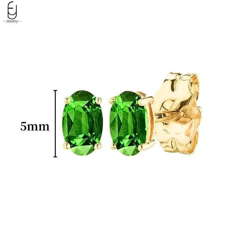 925 Sterling Silver Needle Green Zircon Gold Earrings Heart Hoop Earrings for Women Delicate Stud Earrings Luxury Jewelry Gifts