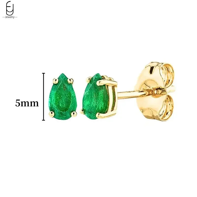 925 Sterling Silver Needle Green Zircon Gold Earrings Heart Hoop Earrings for Women Delicate Stud Earrings Luxury Jewelry Gifts