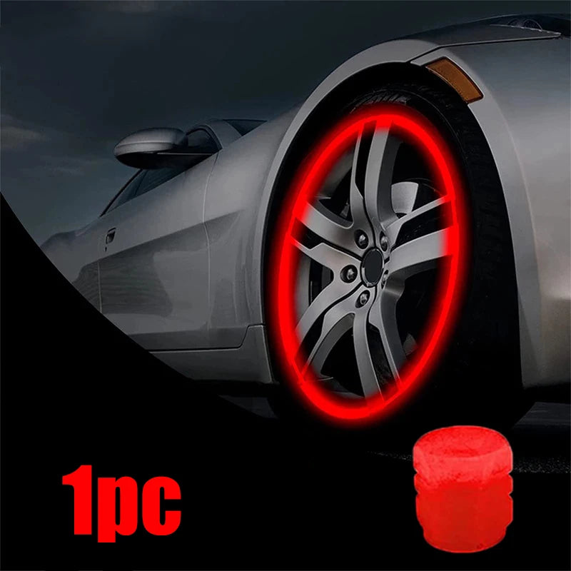 Luminous Car Tire Valve Cap Fluorescent Night Glowing Decor Motorcycle Bike Wheel Nozzle Dustproof Tyre Valve Stem Caps