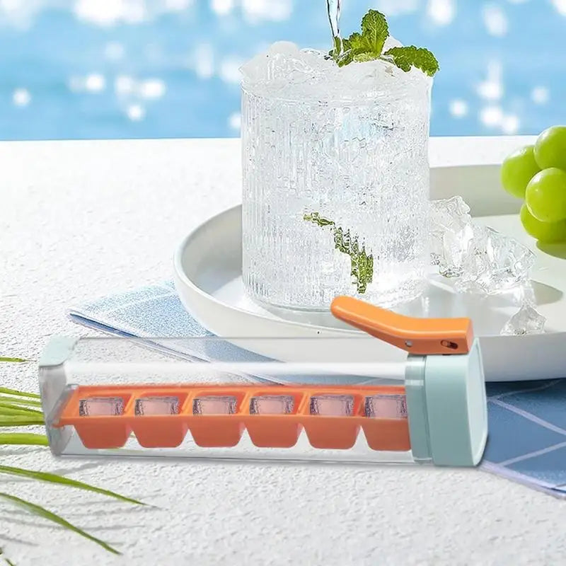 6 Compartment Press Type Ice Cube Molds Ice Trays for Freezer Square Ice Cube Mold with Bins Ice Trays with Lids Ice Maker