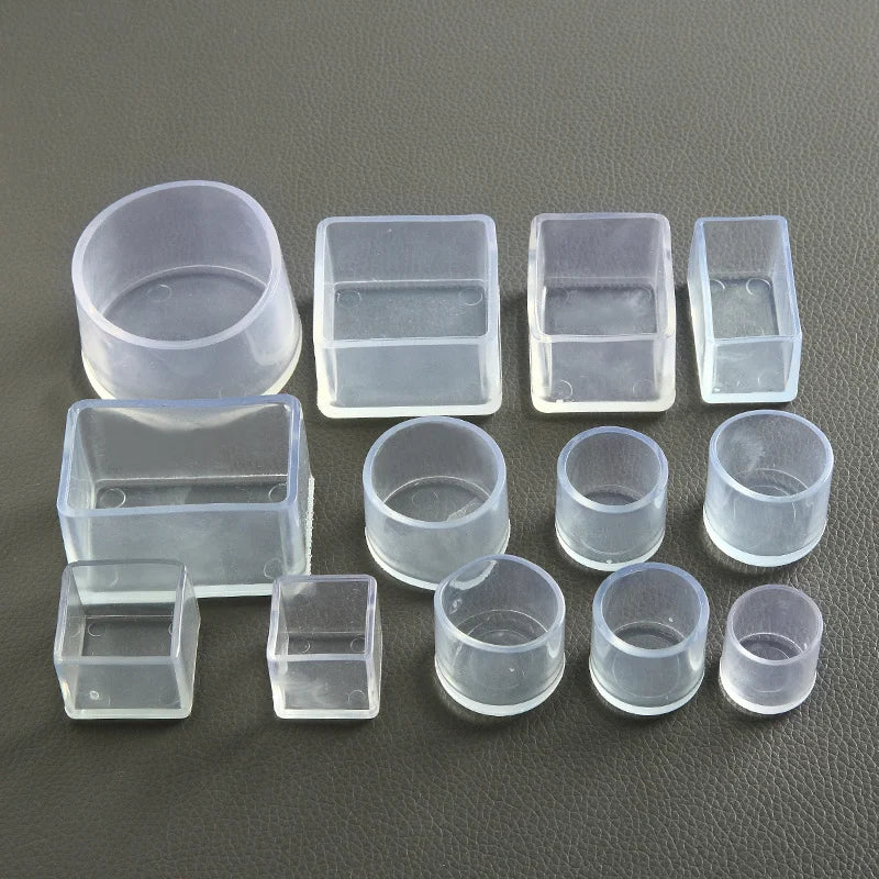 4pcs Silicone Chair Leg  Socks Transparent Square Table Floor Feet Cover Protector Pads Furniture Pipe Hole Plugs Home Decor