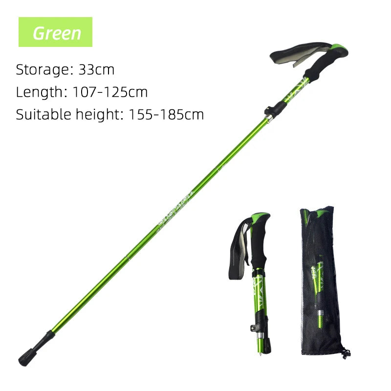 5 Section Outdoor Fold Trekking Pole Camping Portable Walking Hiking Stick For Nordic Elderly Telescopic Easy Put Into Bag 1 PCS