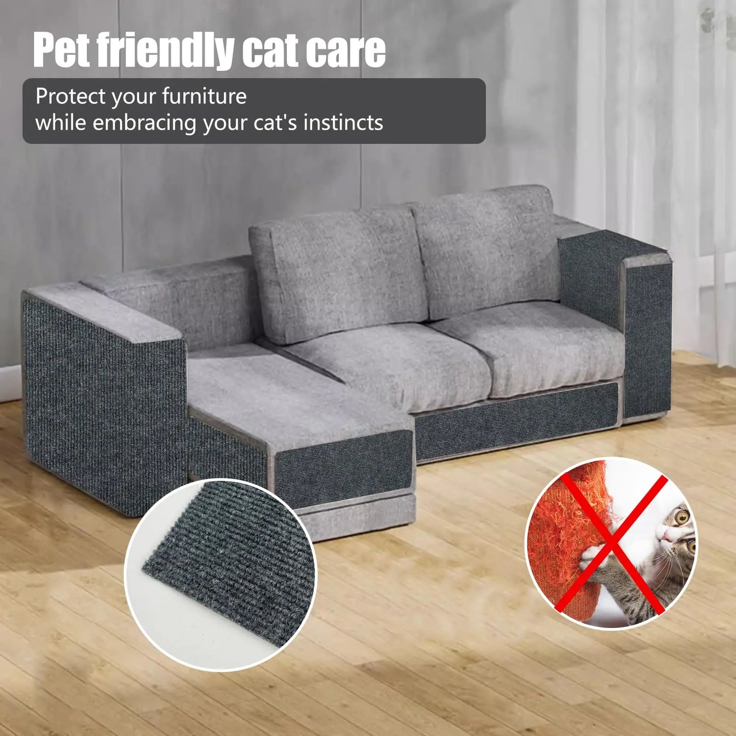 Anti Cat Scratch Mat Trimmable Self-Adhesive Carpet Mat Pad Cat Pet Scratcher Furniture Couch Corner Indoor Sofa Wall Protector