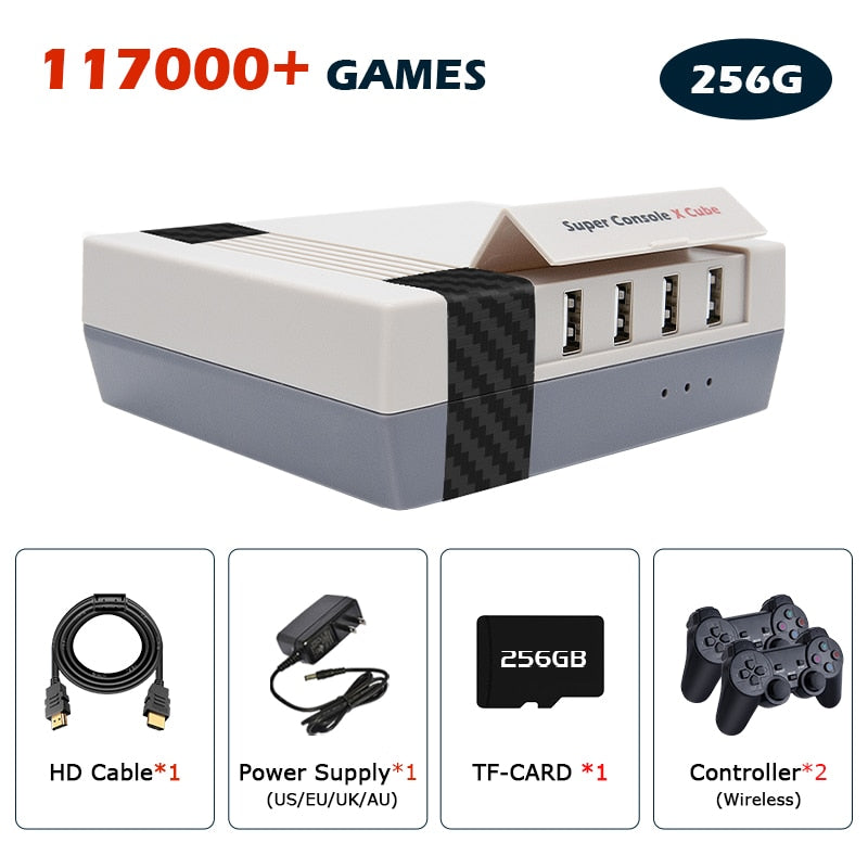 Retro Video Game Consoles Super Console X Cube For PS1/PSP/DC/Arcade TV BOX Game Players With 117000 Classic Games 4K HD Display