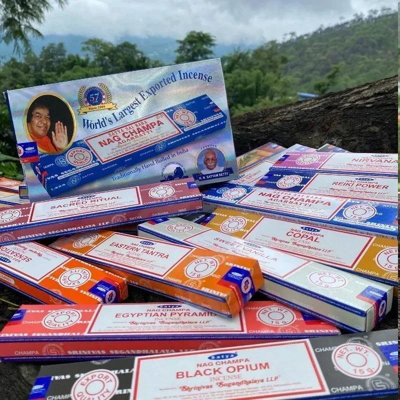 5BOX NAG Champa Incienso Satya Incense Collection Satya Handmade Sticks with Flavors Refreshing Medicinal Aromas Home Fragrances