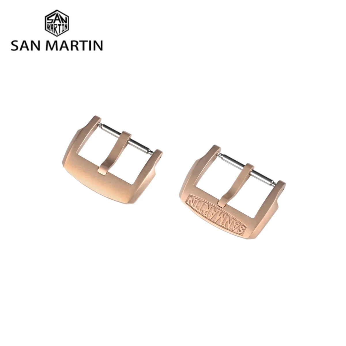 San Martin Logo Bronze Pin Buckles 18mm Watch Clasp 20mm For Strap Sterile 22mm Boucle Fibbia Orologio Brushed Durable DIY