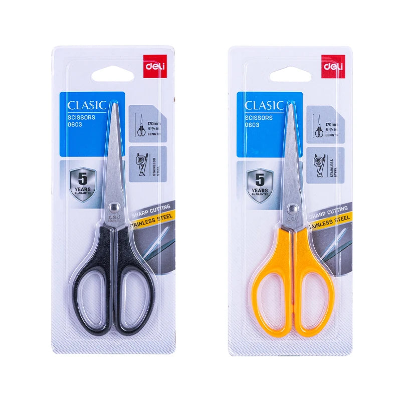 Deli 175mm Alloy Stainless Steel Anti Stick Scissors Stationery Office Student DIY Hand Craft School Tool Supplies 160MM 140MM