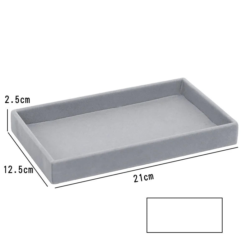 Grey Flannel Jewelry Storage Box Household Drawer Earrings Necklace Ring Tray Head Rope Ear Clip Display Storage Tray Box New