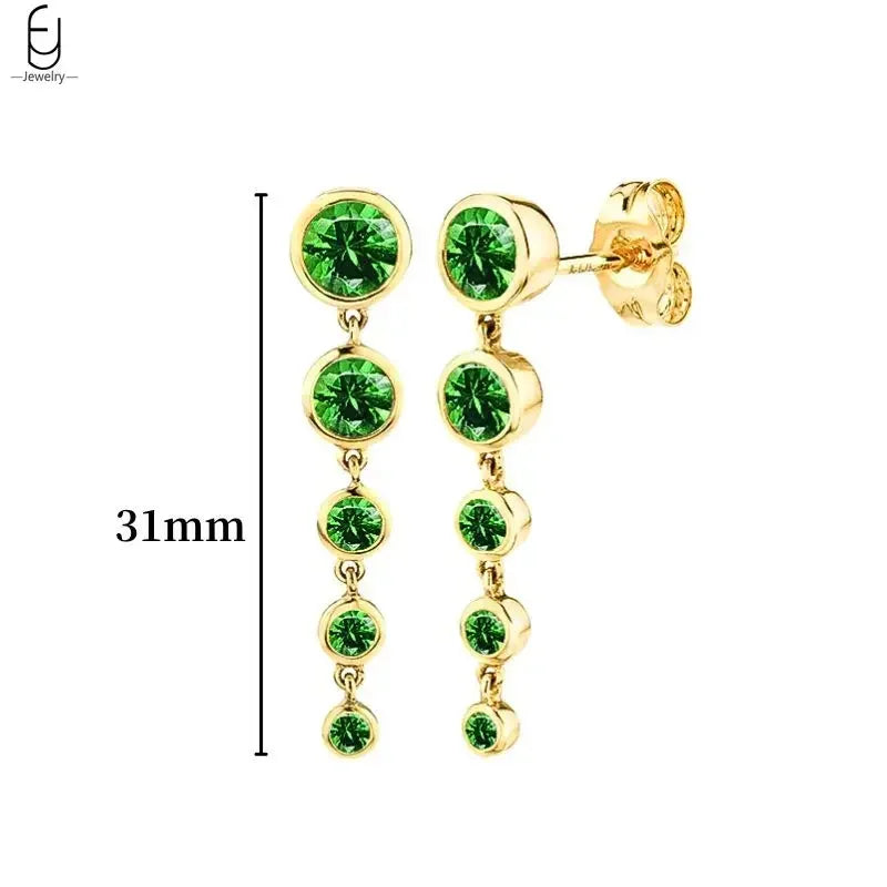 925 Sterling Silver Needle Green Zircon Gold Earrings Heart Hoop Earrings for Women Delicate Stud Earrings Luxury Jewelry Gifts