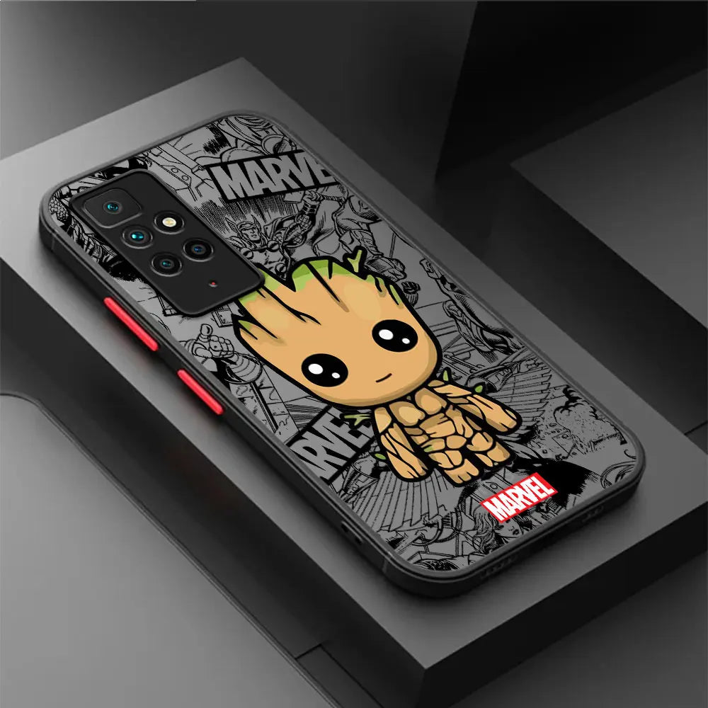 Cartoon Marvel Groot Spiderman Phone Case for Xiaomi Redmi 9A 10C K40 Pro A1 9C 9 10 12C A2 9T Shockproof Cover