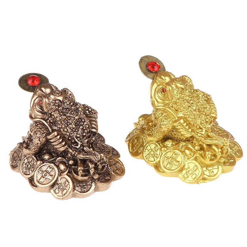 Feng Shui Toad Money LUCKY Fortune Wealth Chinese Golden Frog Toad Coin Tabletop Ornaments Lucky Gifts Car Ornament