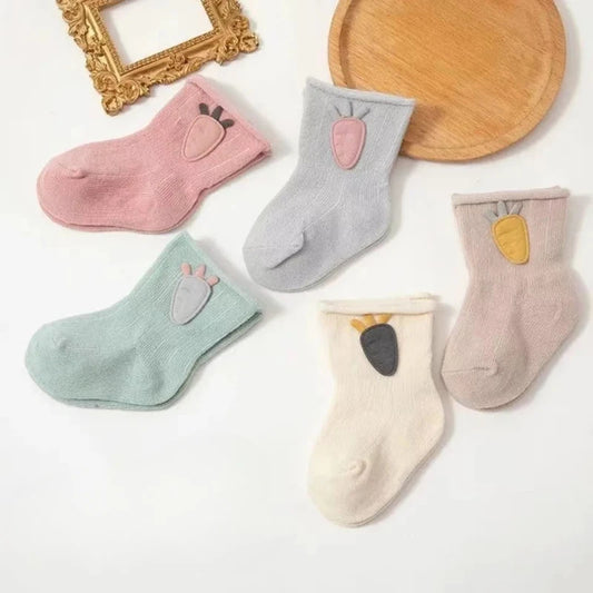 Baby Socks Autumn and Winter Combed Cotton Cartoon Accessories Baby Socks Cute Radish Head Cloth Label Loose Mouth Baby Socks