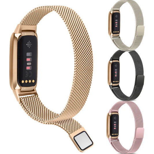 适用于 Fitbit Luxe 手表带的金属表带替换腕带适用于 Fitbit Luxe 磁性智能手表配件 correa