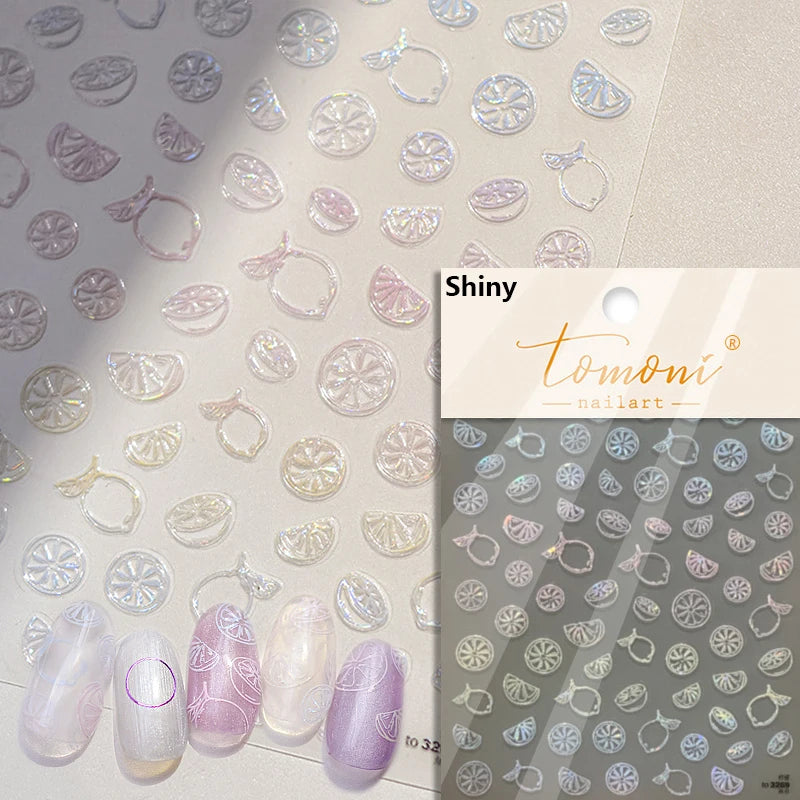 Summer Beach Ocean Shell Starfish Clams Conch Stars Sea Bubble Seasnail Soft Relief Decoration Nail Art Stickers Manicure Decals